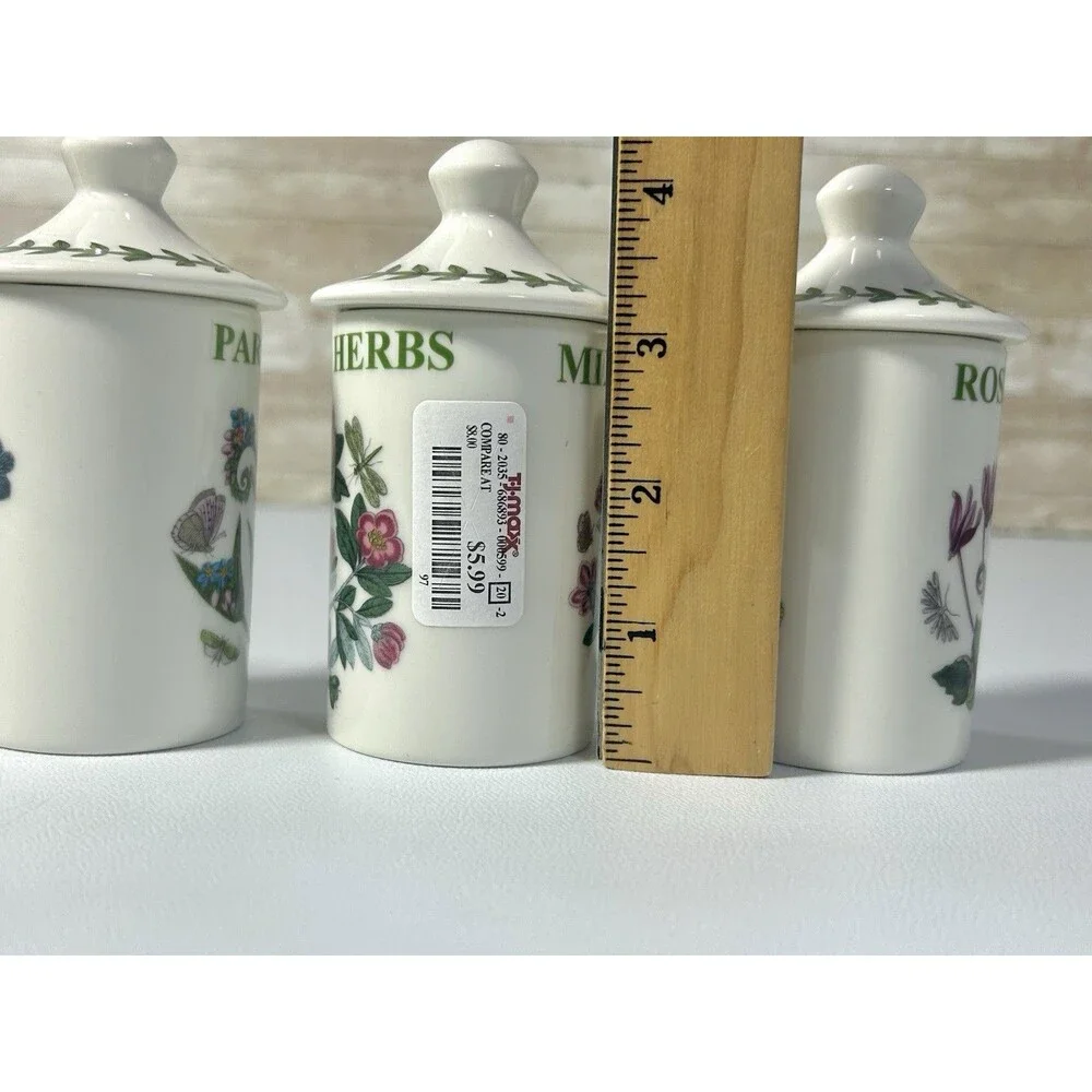 Portmeirion Botanic Garden Set of 4 Ceramic Herb & Spice Jars